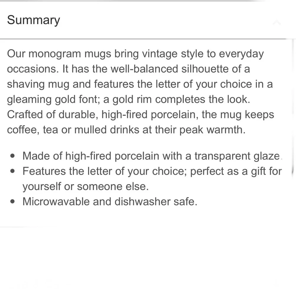 ☕️Williams Sonoma☕️Gold Monogram “K” Coffee Mug